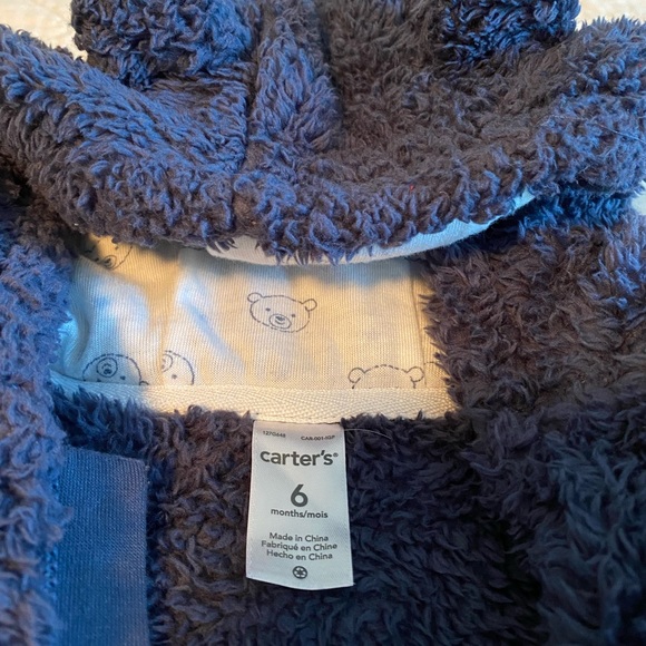 Carters Sherpa Pram - navy with teddy bear liner in hood - Picture 4 of 4